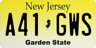 NJ license plate A41GWS
