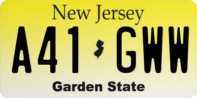 NJ license plate A41GWW