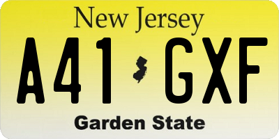NJ license plate A41GXF