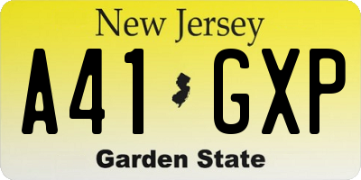 NJ license plate A41GXP