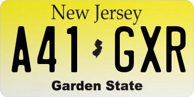NJ license plate A41GXR