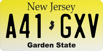 NJ license plate A41GXV
