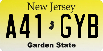 NJ license plate A41GYB