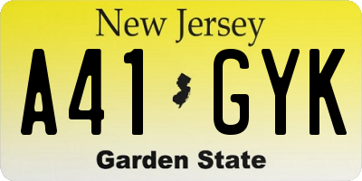 NJ license plate A41GYK