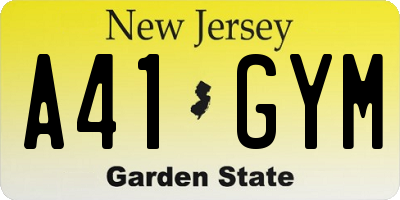 NJ license plate A41GYM