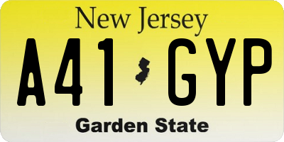 NJ license plate A41GYP