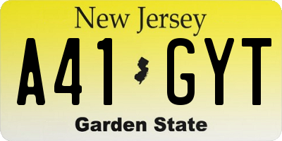 NJ license plate A41GYT