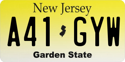 NJ license plate A41GYW