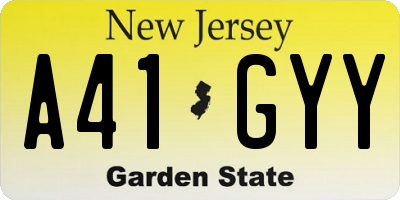 NJ license plate A41GYY