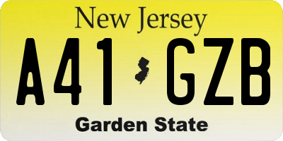 NJ license plate A41GZB