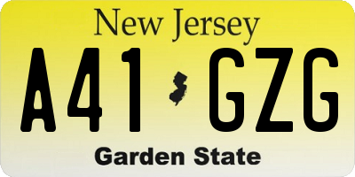 NJ license plate A41GZG