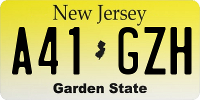 NJ license plate A41GZH