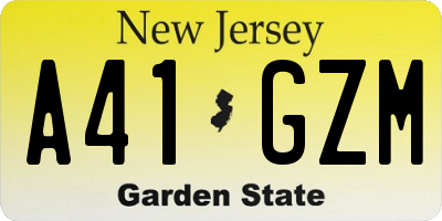 NJ license plate A41GZM