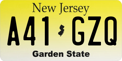 NJ license plate A41GZQ