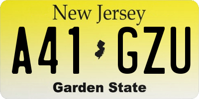 NJ license plate A41GZU