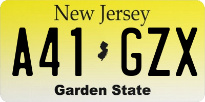 NJ license plate A41GZX