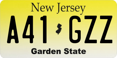 NJ license plate A41GZZ