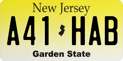 NJ license plate A41HAB