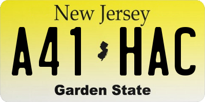 NJ license plate A41HAC