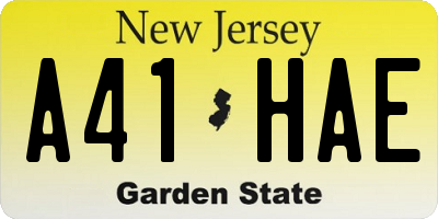 NJ license plate A41HAE