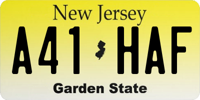 NJ license plate A41HAF