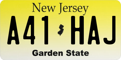 NJ license plate A41HAJ