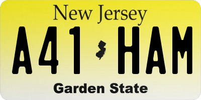 NJ license plate A41HAM