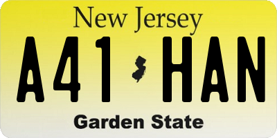 NJ license plate A41HAN