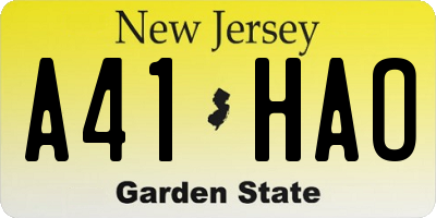 NJ license plate A41HAO