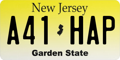 NJ license plate A41HAP