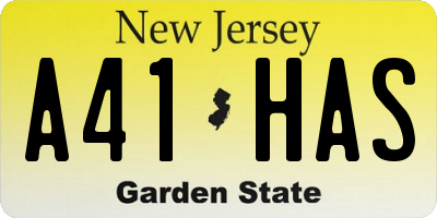 NJ license plate A41HAS