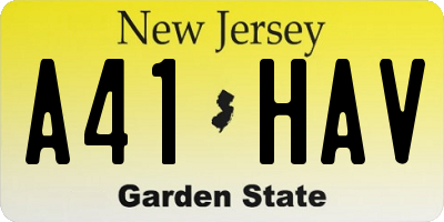 NJ license plate A41HAV