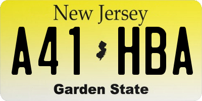 NJ license plate A41HBA