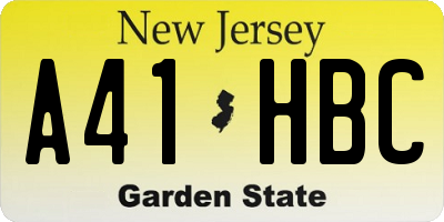 NJ license plate A41HBC