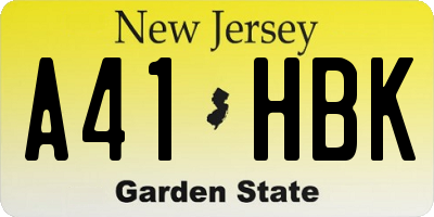 NJ license plate A41HBK