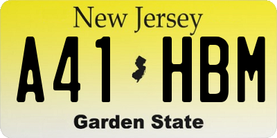 NJ license plate A41HBM