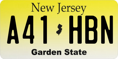 NJ license plate A41HBN