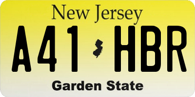 NJ license plate A41HBR