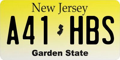 NJ license plate A41HBS