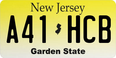 NJ license plate A41HCB