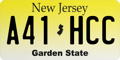NJ license plate A41HCC