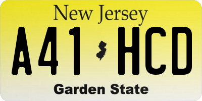 NJ license plate A41HCD