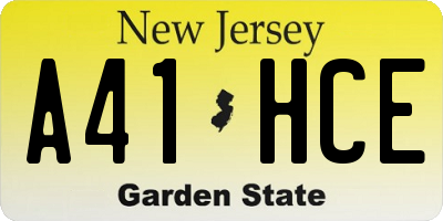 NJ license plate A41HCE