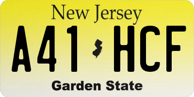 NJ license plate A41HCF
