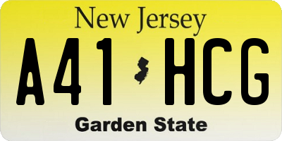 NJ license plate A41HCG