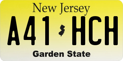 NJ license plate A41HCH