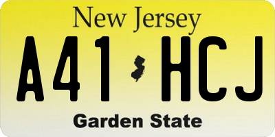 NJ license plate A41HCJ