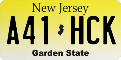 NJ license plate A41HCK