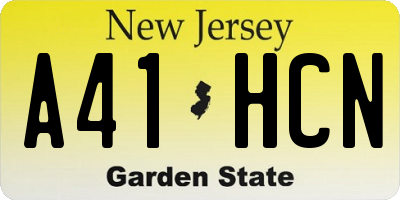 NJ license plate A41HCN