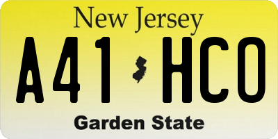 NJ license plate A41HCO